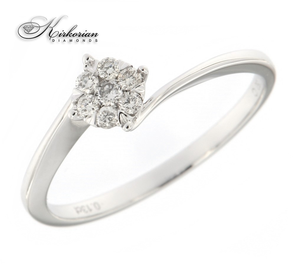 Годежен пръстен бяло злато 18к. диаманти 0.13 карата код:RN206B