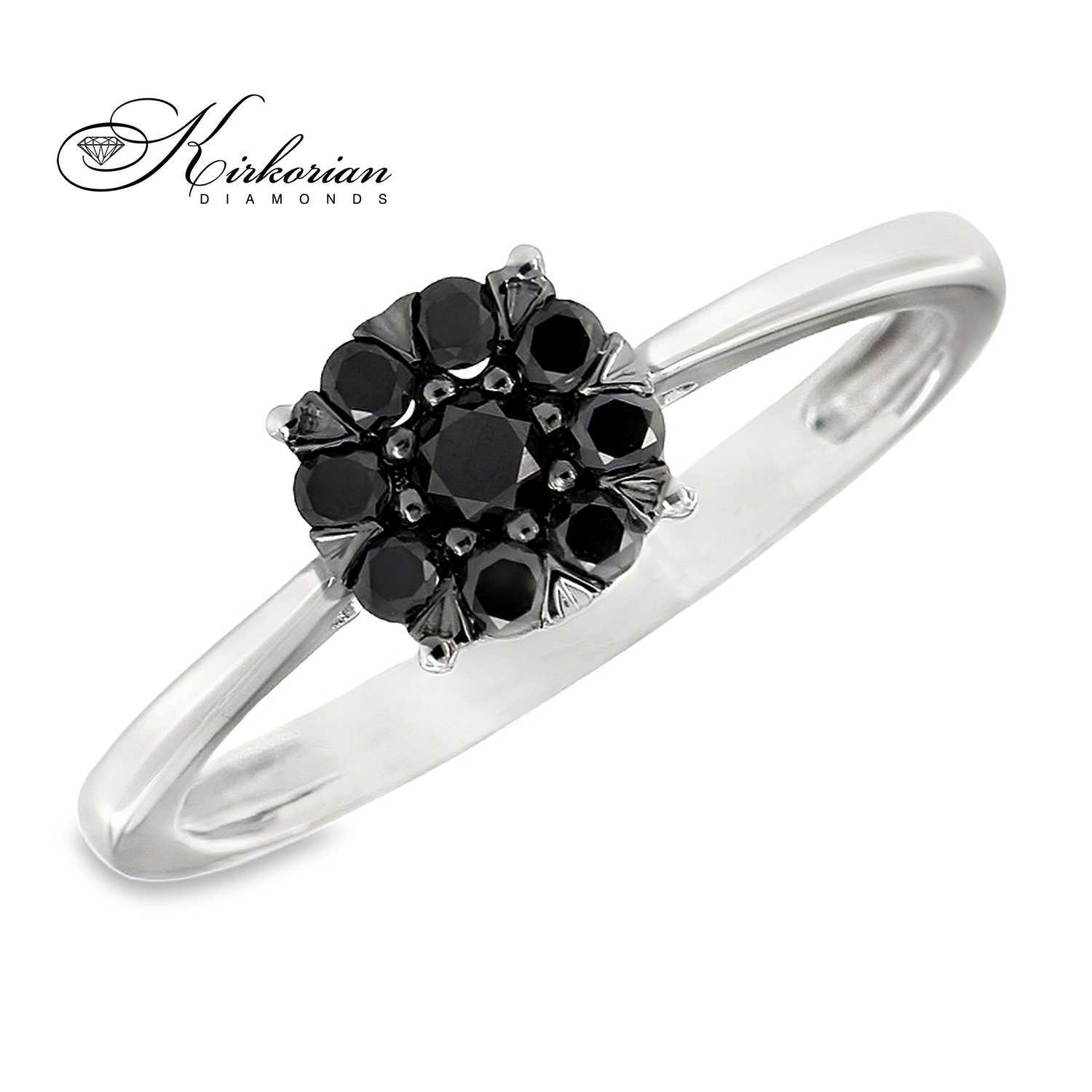 Годежен пръстен от бяло злато 18К с черни диаманти 0.29 ct KD сертификат – Луксозен и различен избор код RN208