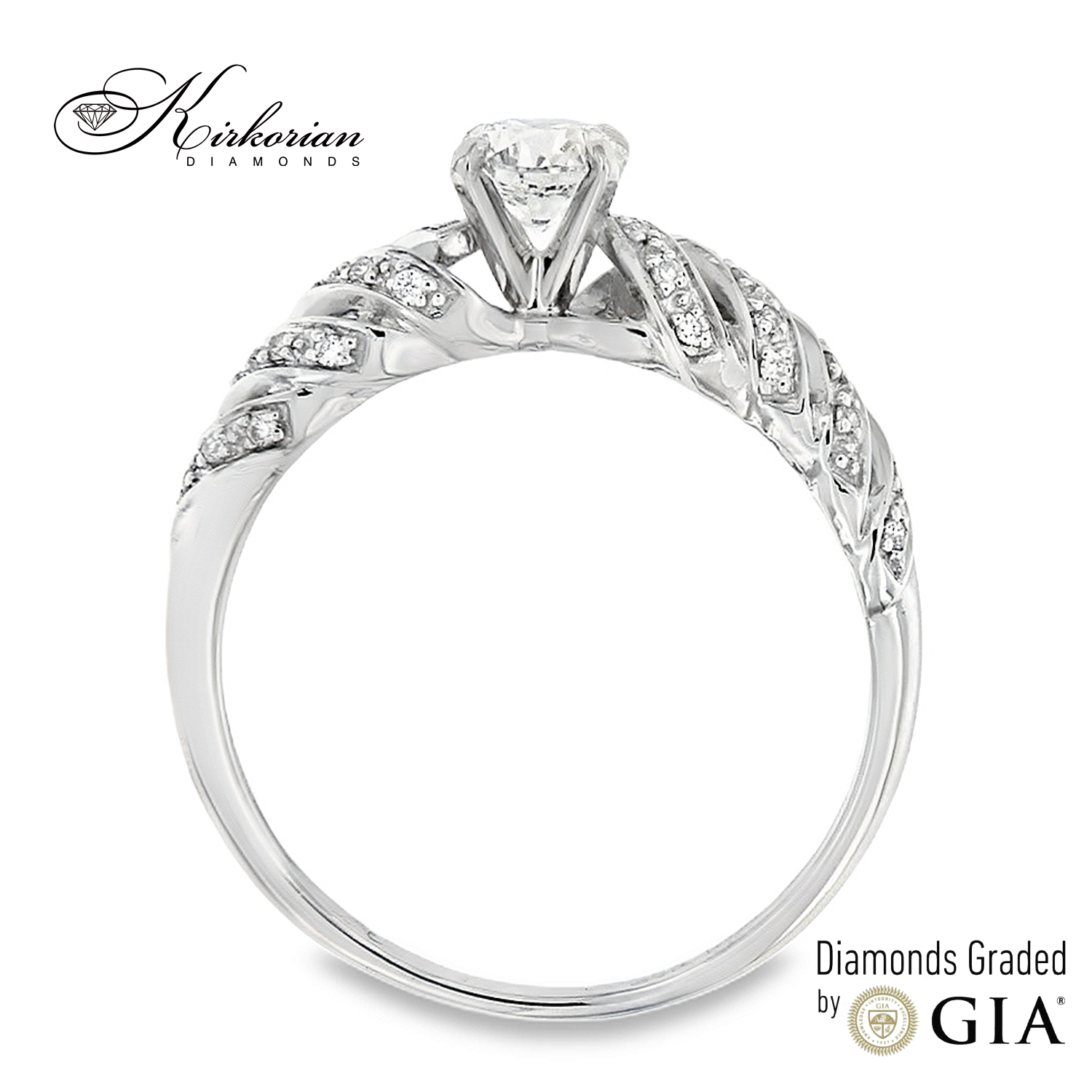 Годежен пръстен от бяло злато 14k с GIA сертифициран диамант 0.50ct – модел RN213