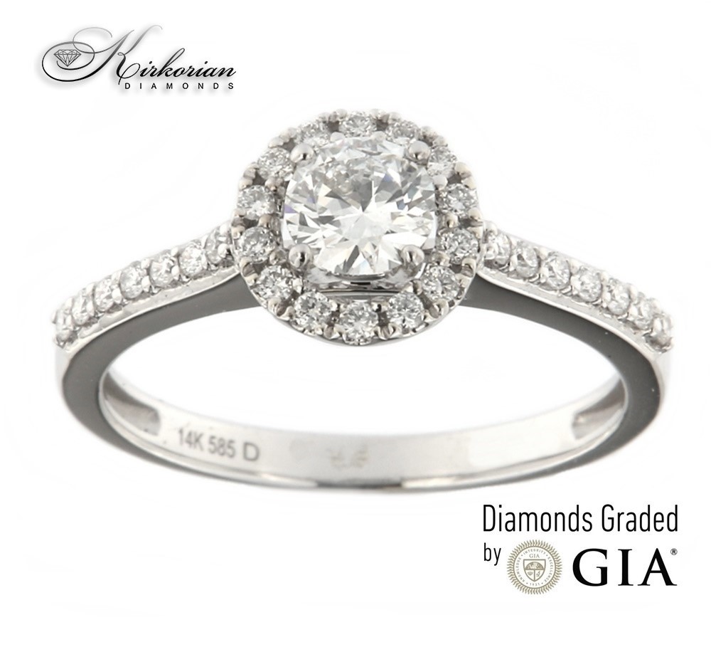 Годежен пръстен бяло злато 18к. GIA сертификат диаманти 0.53ct код:RN214B