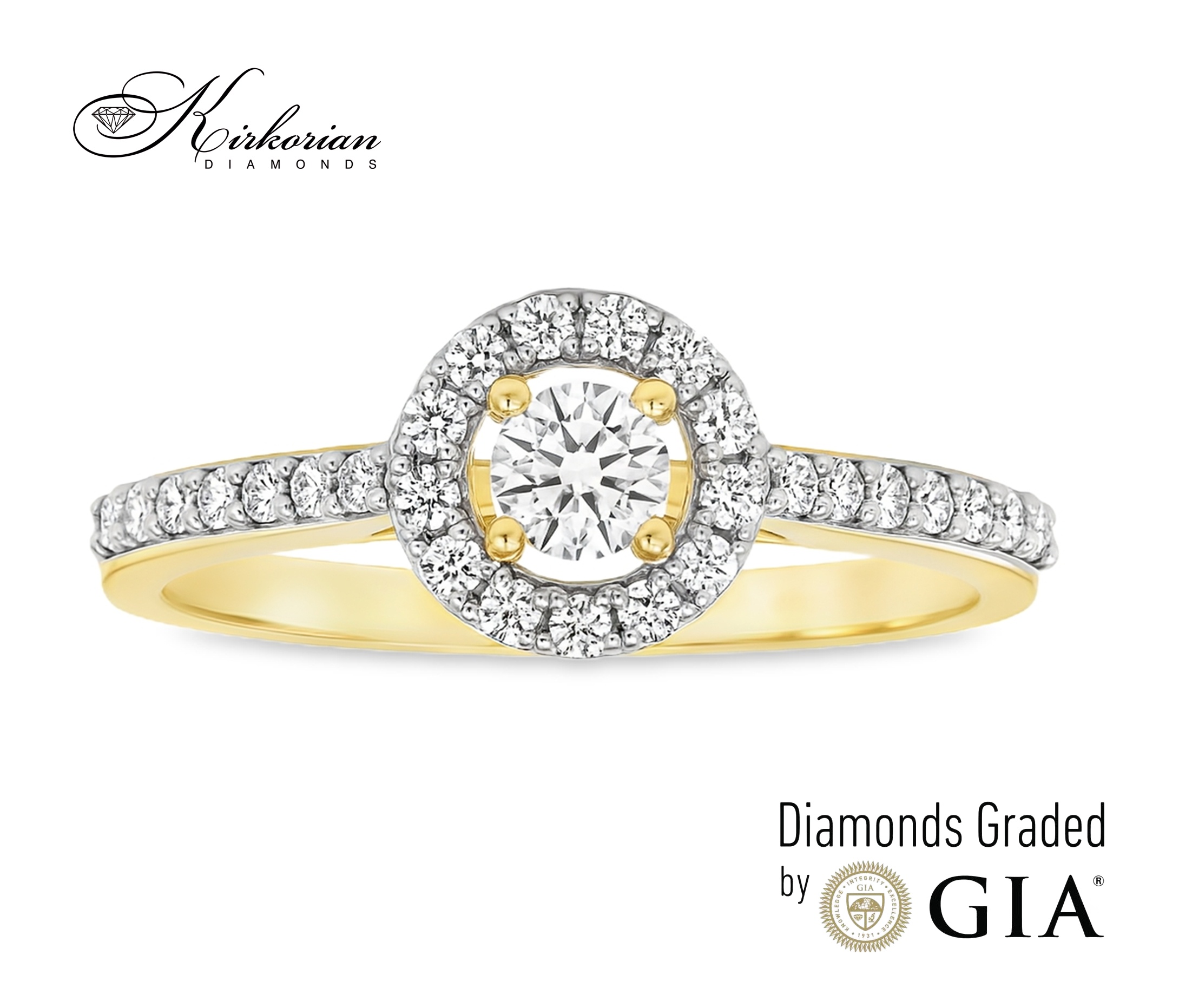 Годежен пръстен от жълто злато 18k с диаманти 0.46ct GIA сертификат RN214A Годежен пръстен от жълто злато 18k с диаманти 0.46ct GIA сертификат RN214A