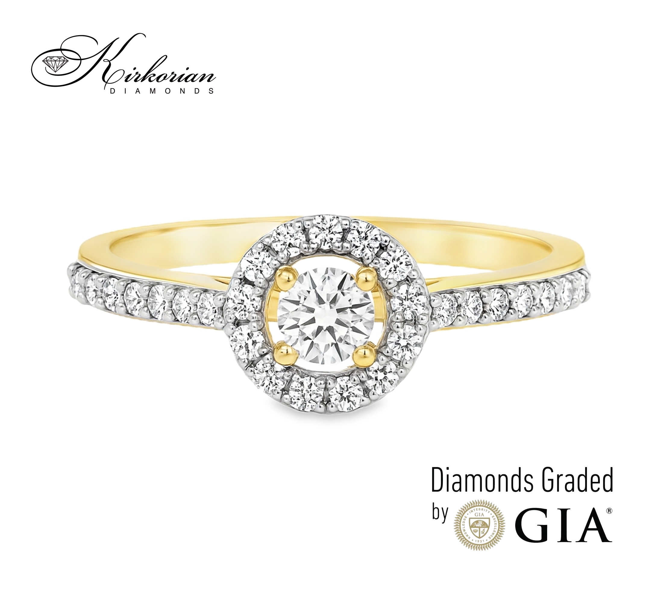 Годежен пръстен от жълто злато 18k с диаманти 0.46ct GIA сертификат RN214A Годежен пръстен от жълто злато 18k с диаманти 0.46ct GIA сертификат RN214A