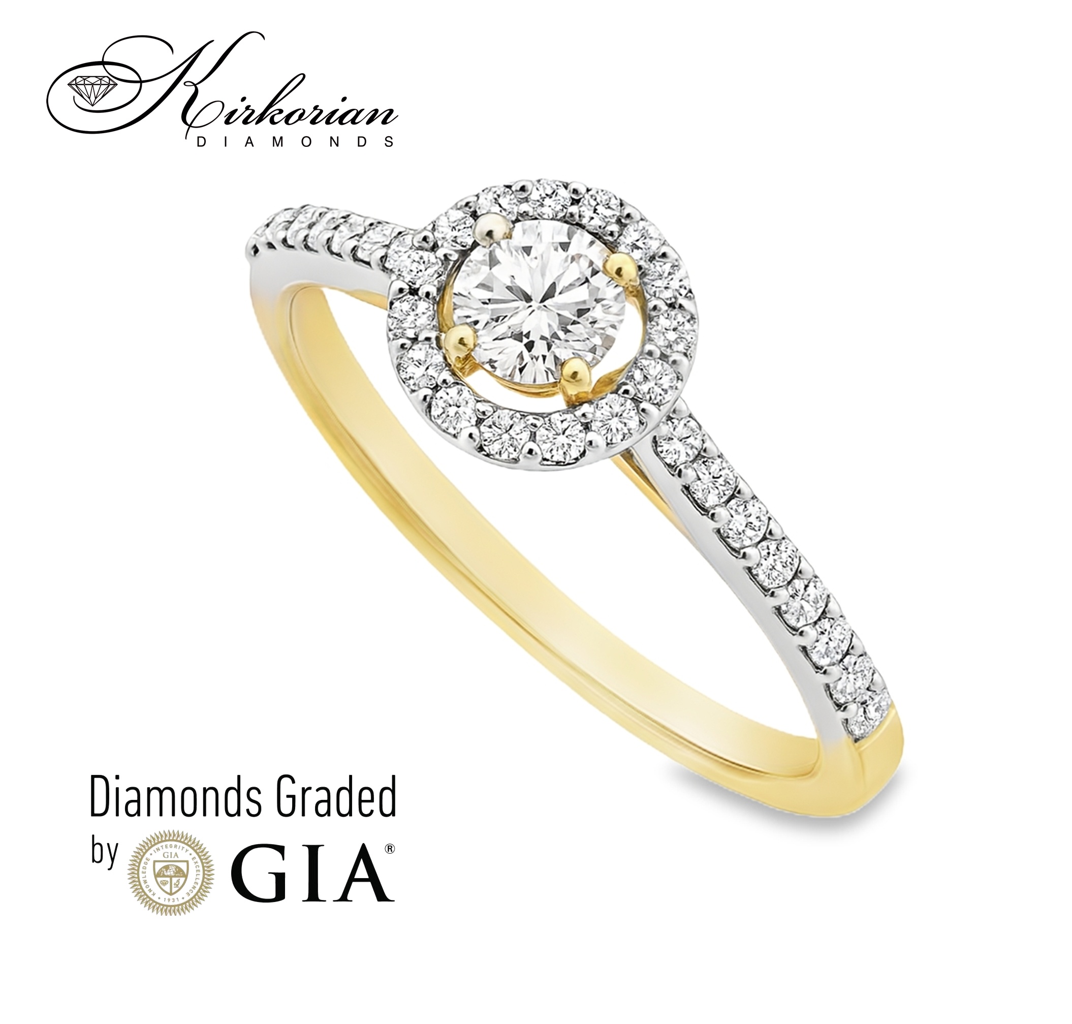 Годежен пръстен от жълто злато 18k с диаманти 0.46ct GIA сертификат RN214A Годежен пръстен от жълто злато 18k с диаманти 0.46ct GIA сертификат RN214A