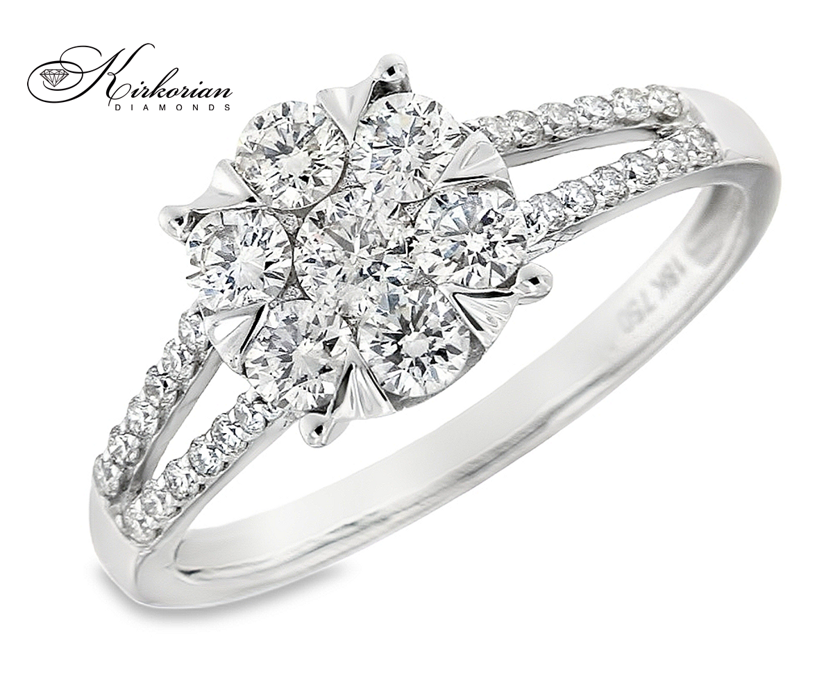 Годежен пръстен от бяло злато 18k с диаманти 0.75ct KD сертификат RN222