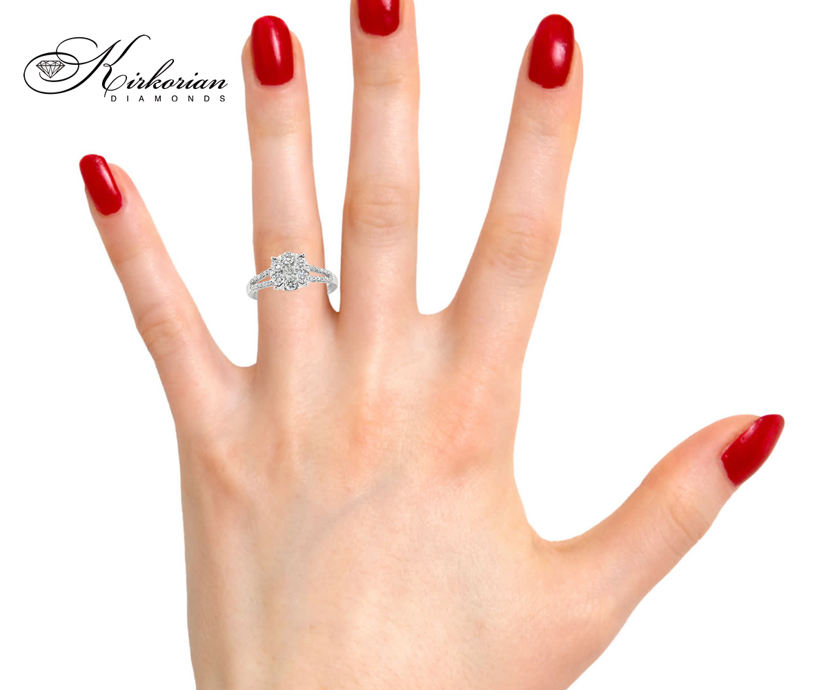 Годежен пръстен от бяло злато 18k с диаманти 0.75ct KD сертификат RN222 Годежен пръстен от бяло злато 18k с диаманти 0.75ct KD сертификат RN222