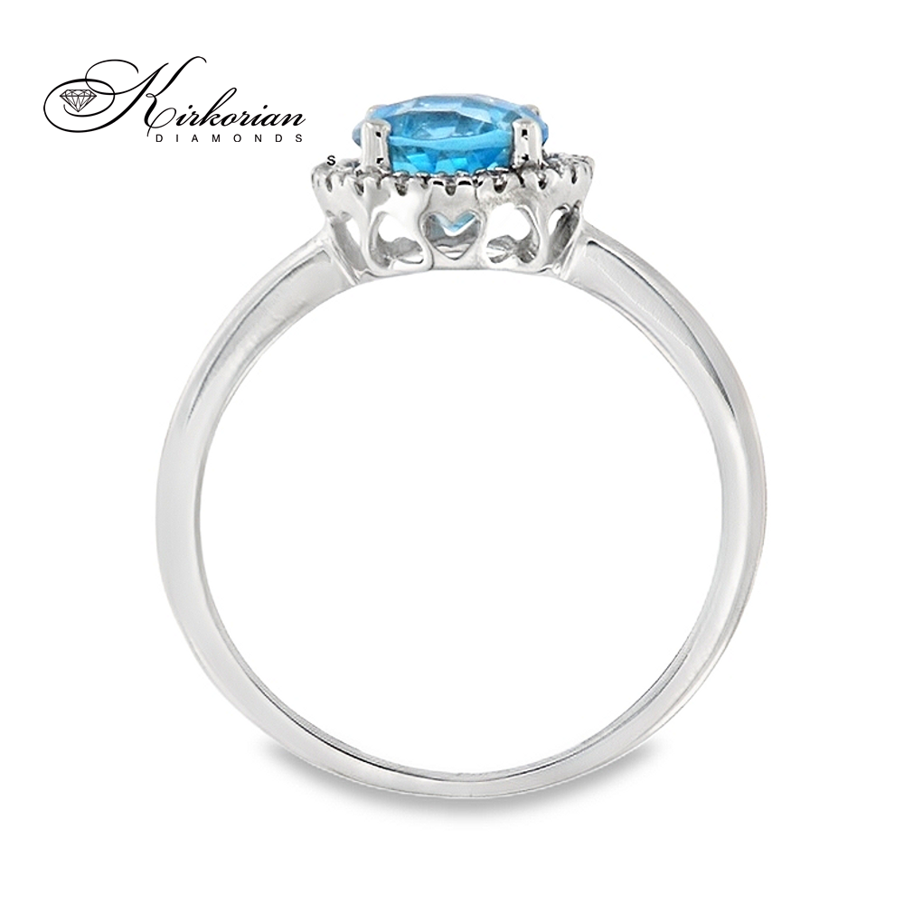 Годежен пръстен от бяло злато 18К с топаз 1 ct и диаманти 0.07 ct – модел RN23