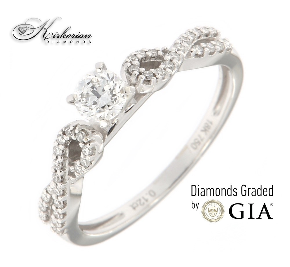 Годежен пръстен бяло злато 18к. GIA сертификат диаманти 0.42 карата код:RN29B