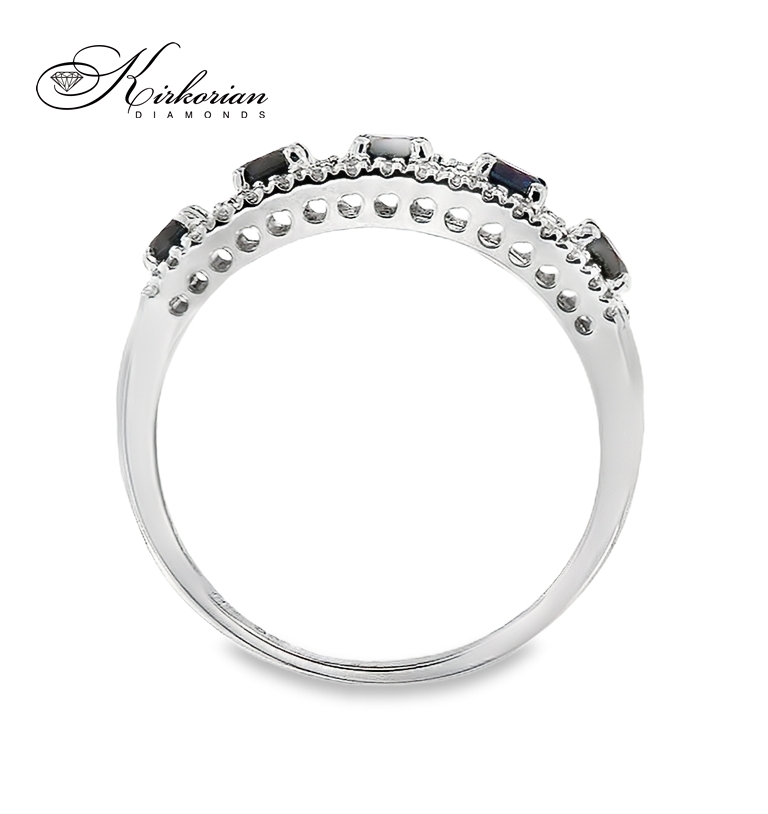 Пръстен със сапфири 0.50 ct и диаманти 0.09 ct от бяло злато 18К – модел RN32