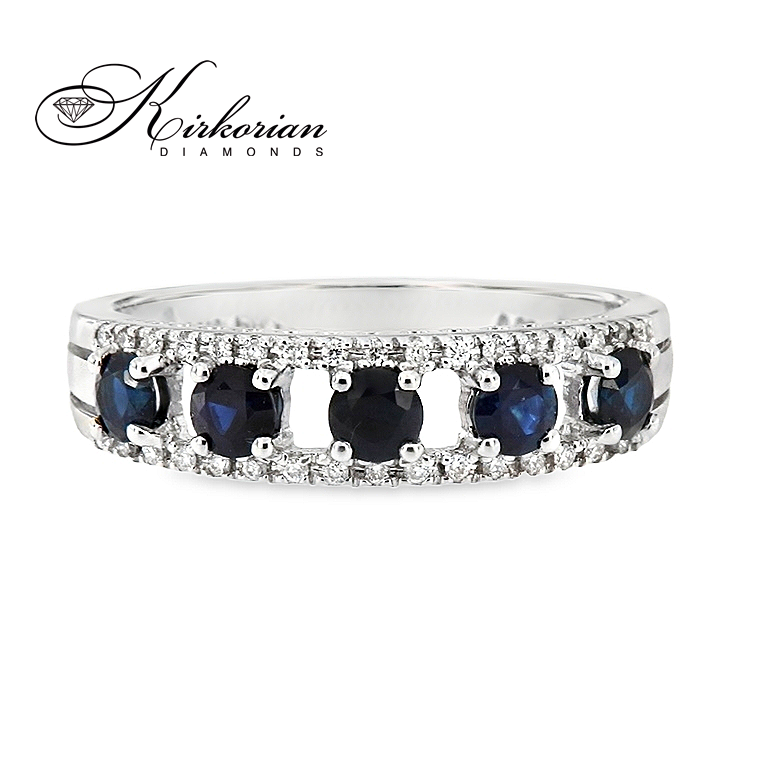 Пръстен със сапфири 0.50 ct и диаманти 0.09 ct от бяло злато 18К – модел RN32