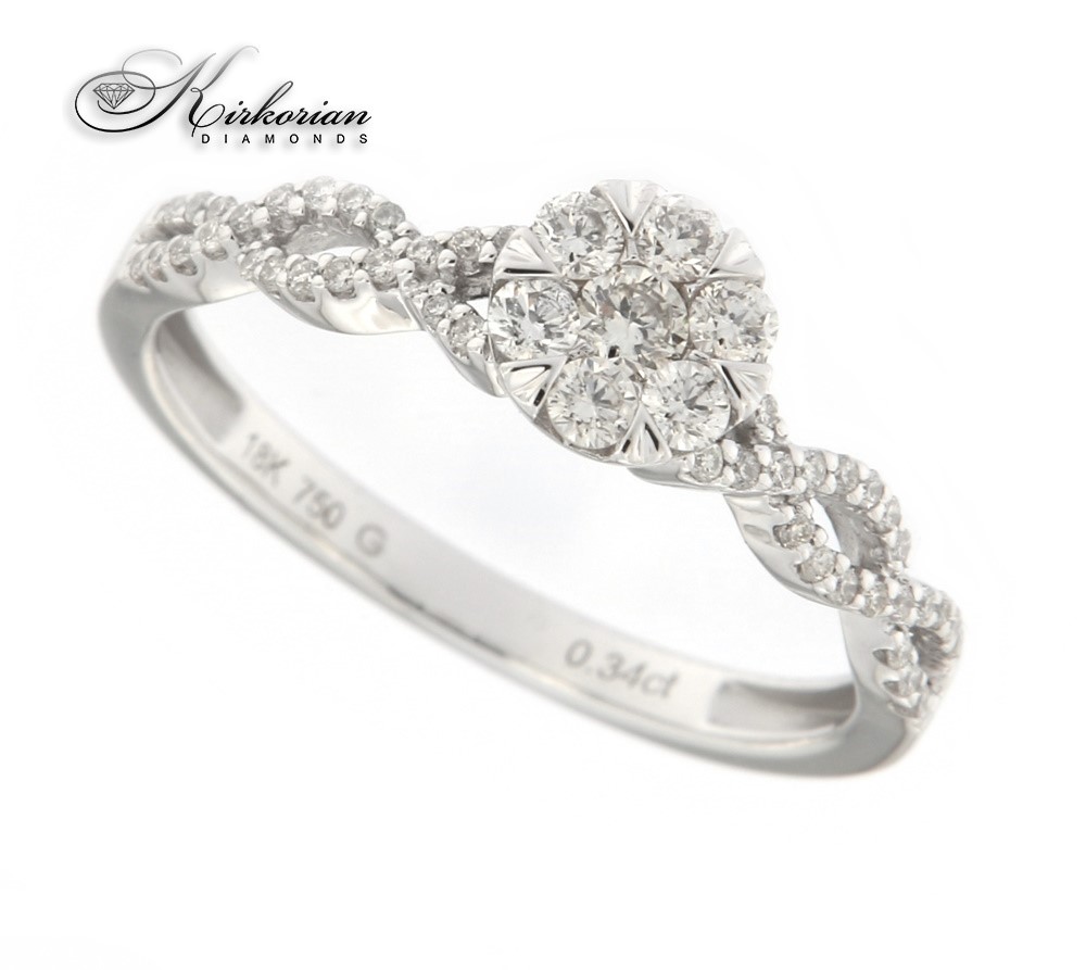 Годежен пръстен бяло злато 18к.  диаманти 0.34 карата код:RN38B