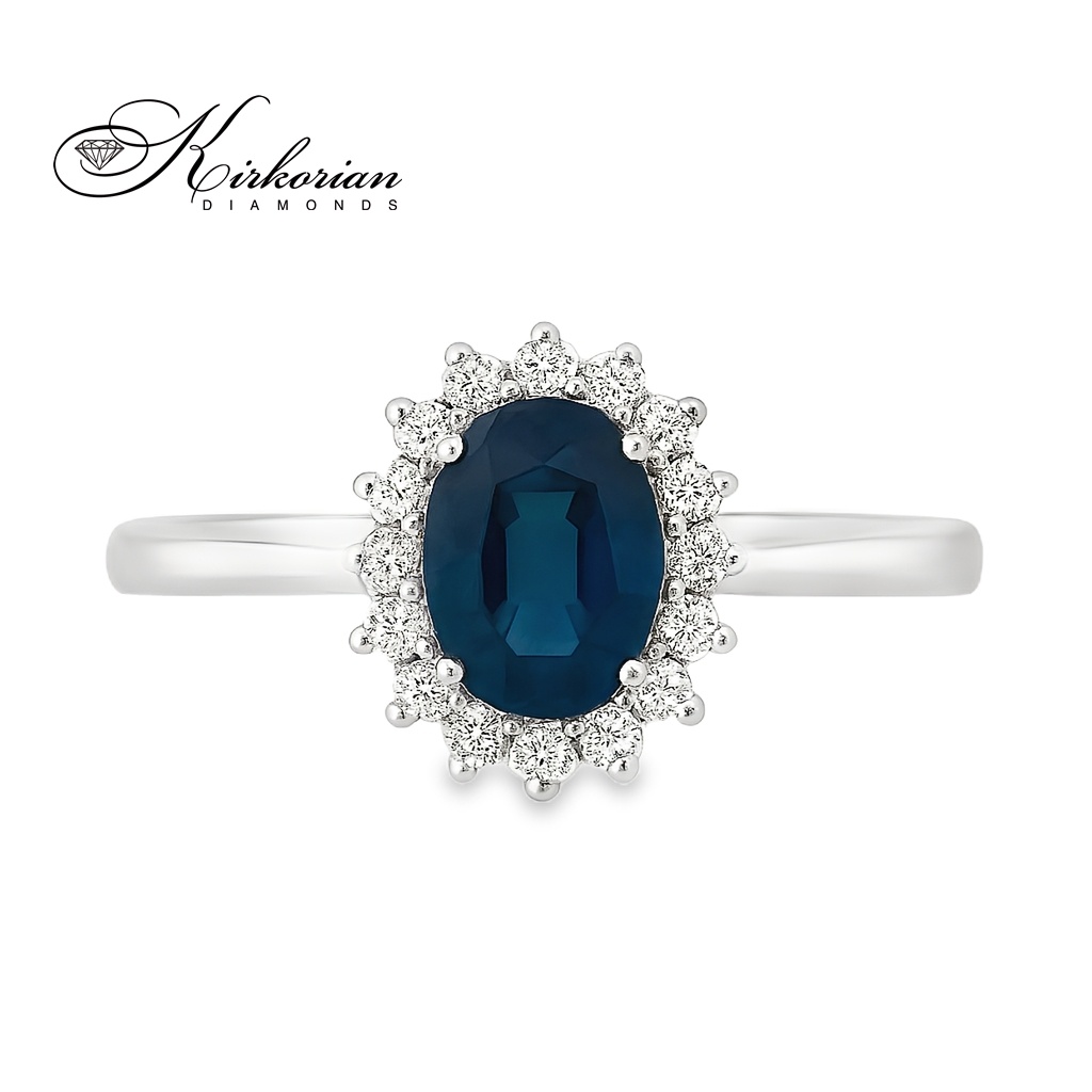 Годежен пръстен със сапфир 0.94 ct и диаманти – бяло злато 18К | Класика с кралски блясък Годежен пръстен със сапфир 0.94 ct и диаманти – бяло злато 18К | Класика с кралски блясък