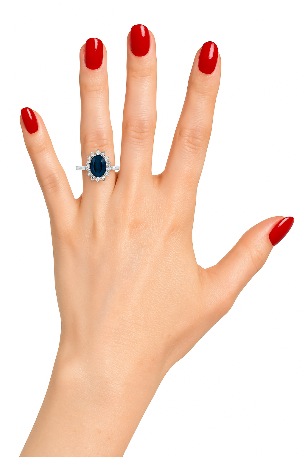 Годежен пръстен със сапфир 0.94 ct и диаманти – бяло злато 18К | Класика с кралски блясък Годежен пръстен със сапфир 0.94 ct и диаманти – бяло злато 18К | Класика с кралски блясък