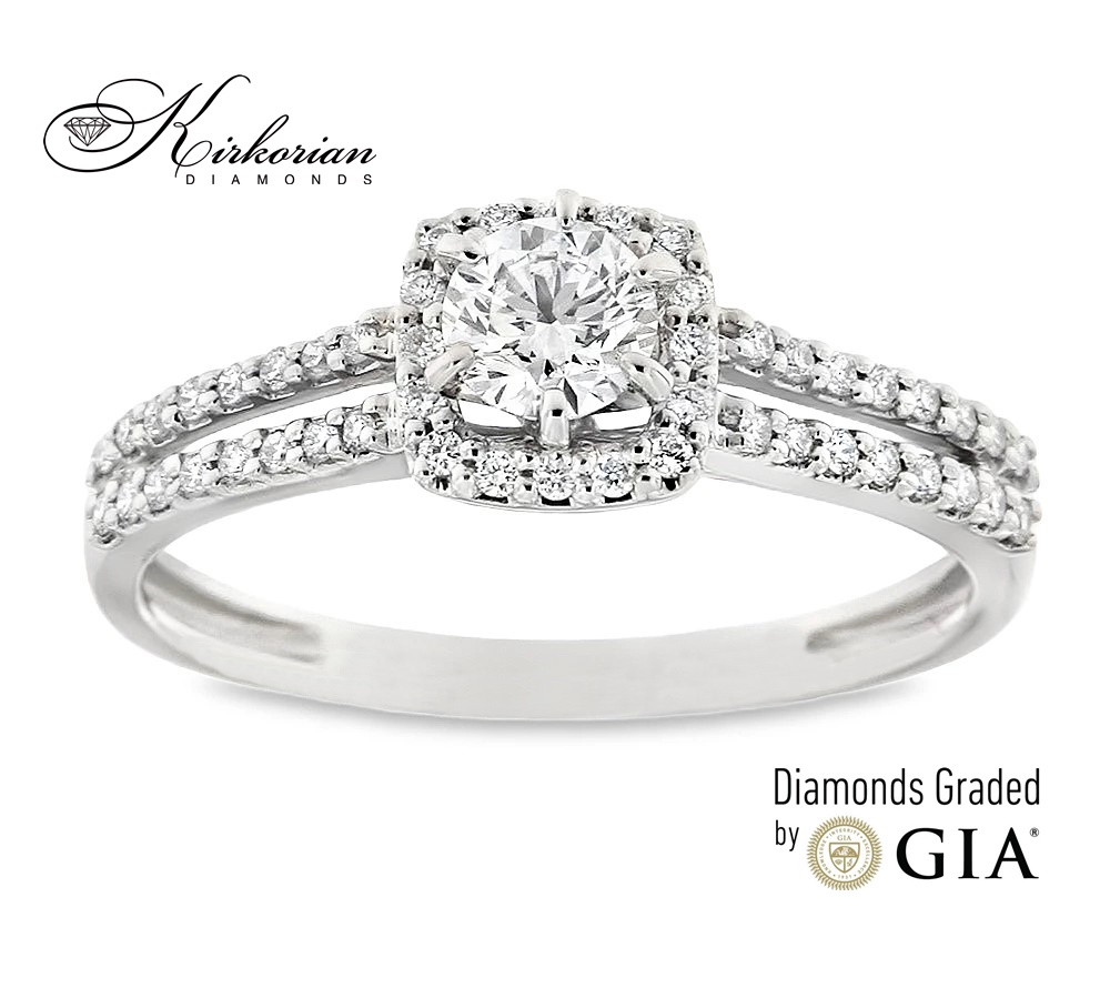 Годежен пръстен от бяло злато 18k с GIA диамант 0.46ct – модел RN462A Годежен пръстен от бяло злато 18k с GIA диамант 0.46ct – модел RN462A