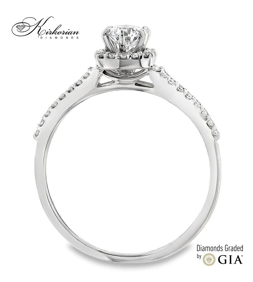 Годежен пръстен от бяло злато 18k с GIA диамант 0.46ct – модел RN462A Годежен пръстен от бяло злато 18k с GIA диамант 0.46ct – модел RN462A