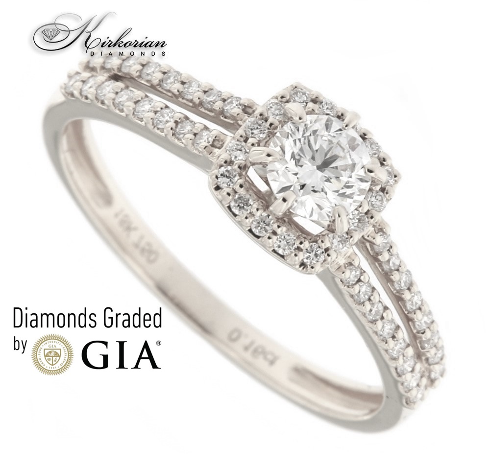 Годежен пръстен бяло злато 18к. GIA сертификат диаманти 0.46 карата код:RN462A