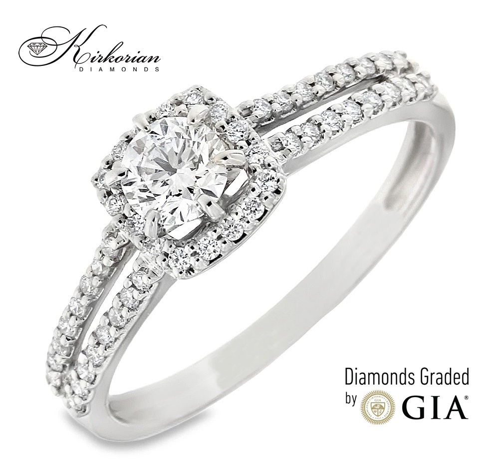Годежен пръстен от бяло злато 18k с GIA диамант 0.46ct – модел RN462A Годежен пръстен от бяло злато 18k с GIA диамант 0.46ct – модел RN462A