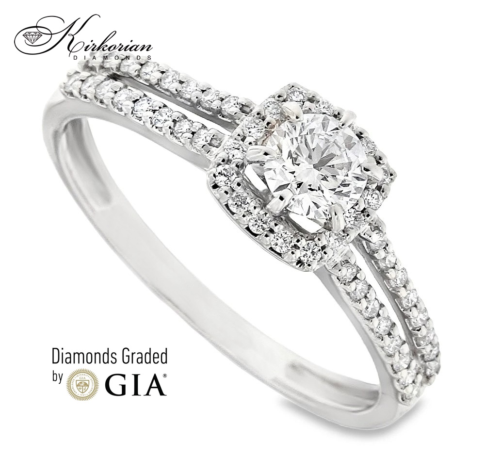 Годежен пръстен от бяло злато 18k с GIA диамант 0.46ct – модел RN462A Годежен пръстен от бяло злато 18k с GIA диамант 0.46ct – модел RN462A