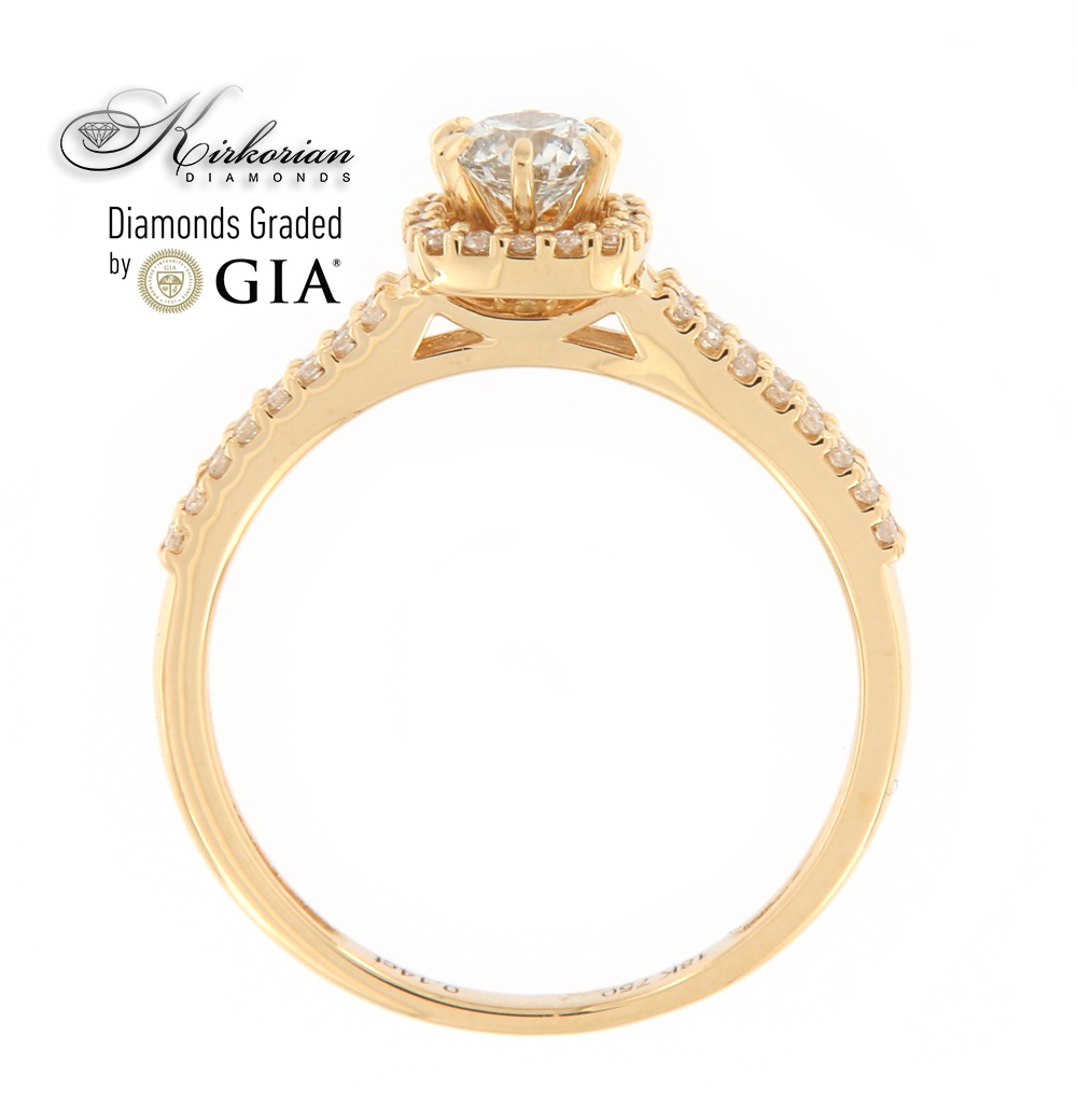 Годежен  пръстен жълто злато 18к. GIA сертификат диаманти 0.44 карата код:RN462B