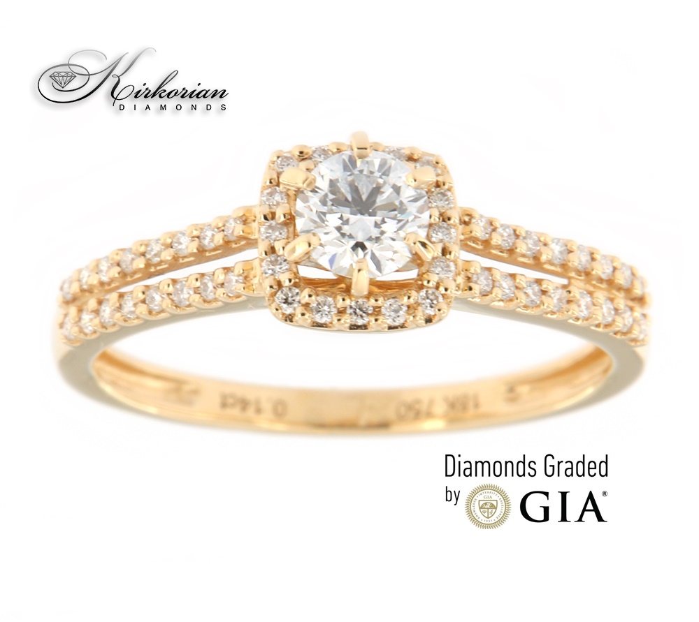 Годежен  пръстен жълто злато 18к. GIA сертификат диаманти 0.44 карата код:RN462B