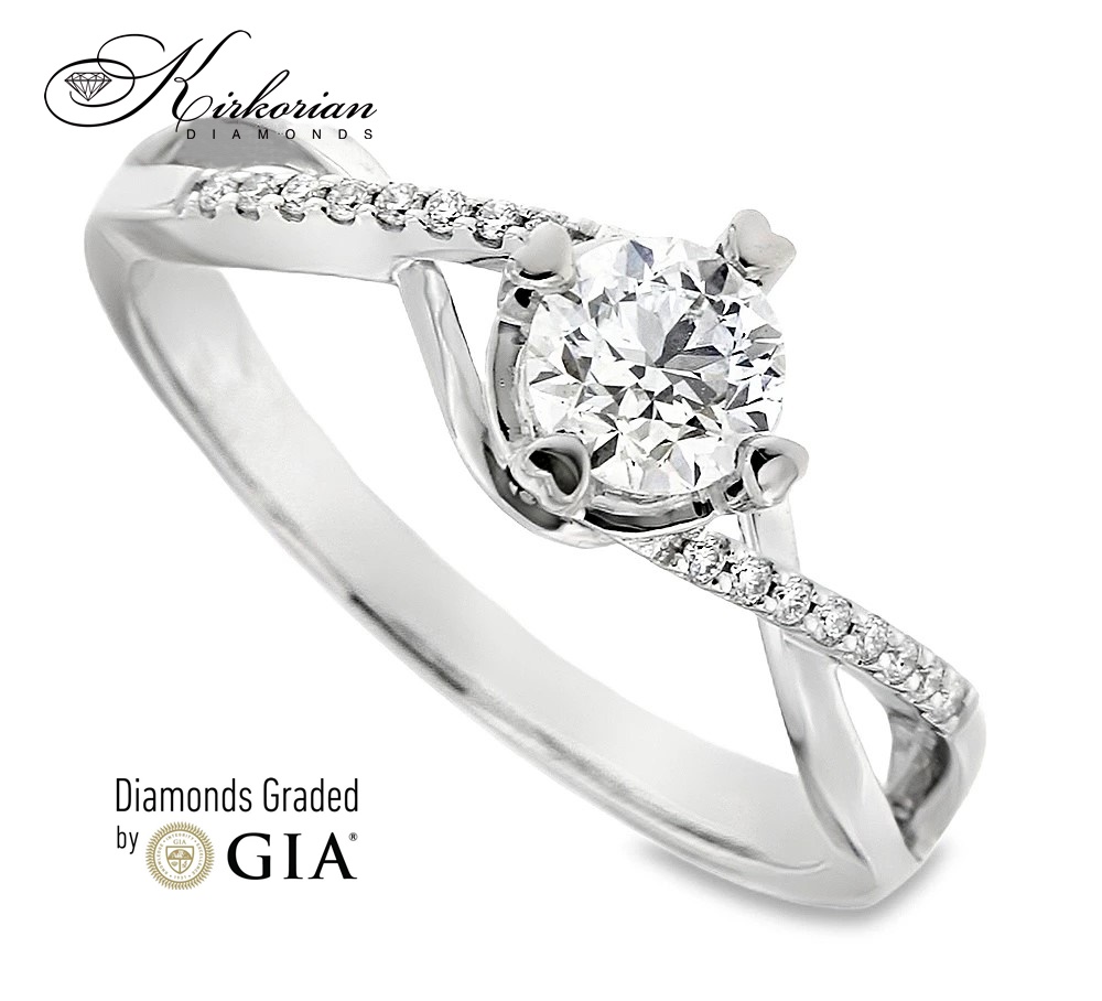 Годежен пръстен от бяло злато 18k с диаманти 0.56ct GIA – модел RN485 Годежен пръстен от бяло злато 18k с диаманти 0.56ct GIA – модел RN485