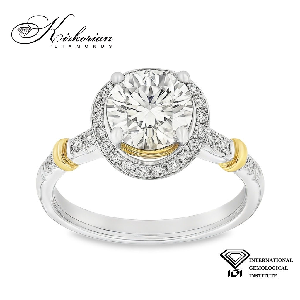 Годежен пръстен от бяло и жълто злато 18K с IGI диамант 0.84ct | Общо 1.07ct | Размер 53 Годежен пръстен от бяло и жълто злато 18K с IGI диамант 0.84ct | Общо 1.07ct | Размер 53