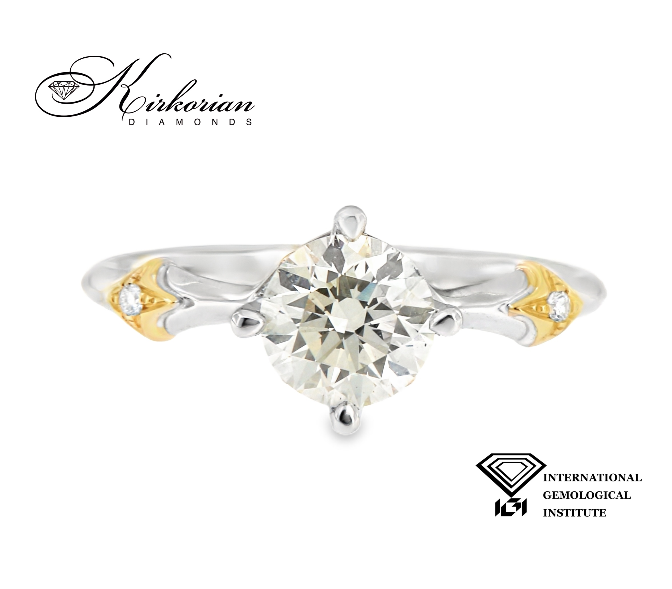Годежен пръстен от бяло и жълто злато 18K с диамант 1.06ct IGI | Общ карат 1.18ct | Размер 53 | Топ цена Годежен пръстен от бяло и жълто злато 18K с диамант 1.06ct IGI | Общ карат 1.18ct | Размер 53 | Топ цена