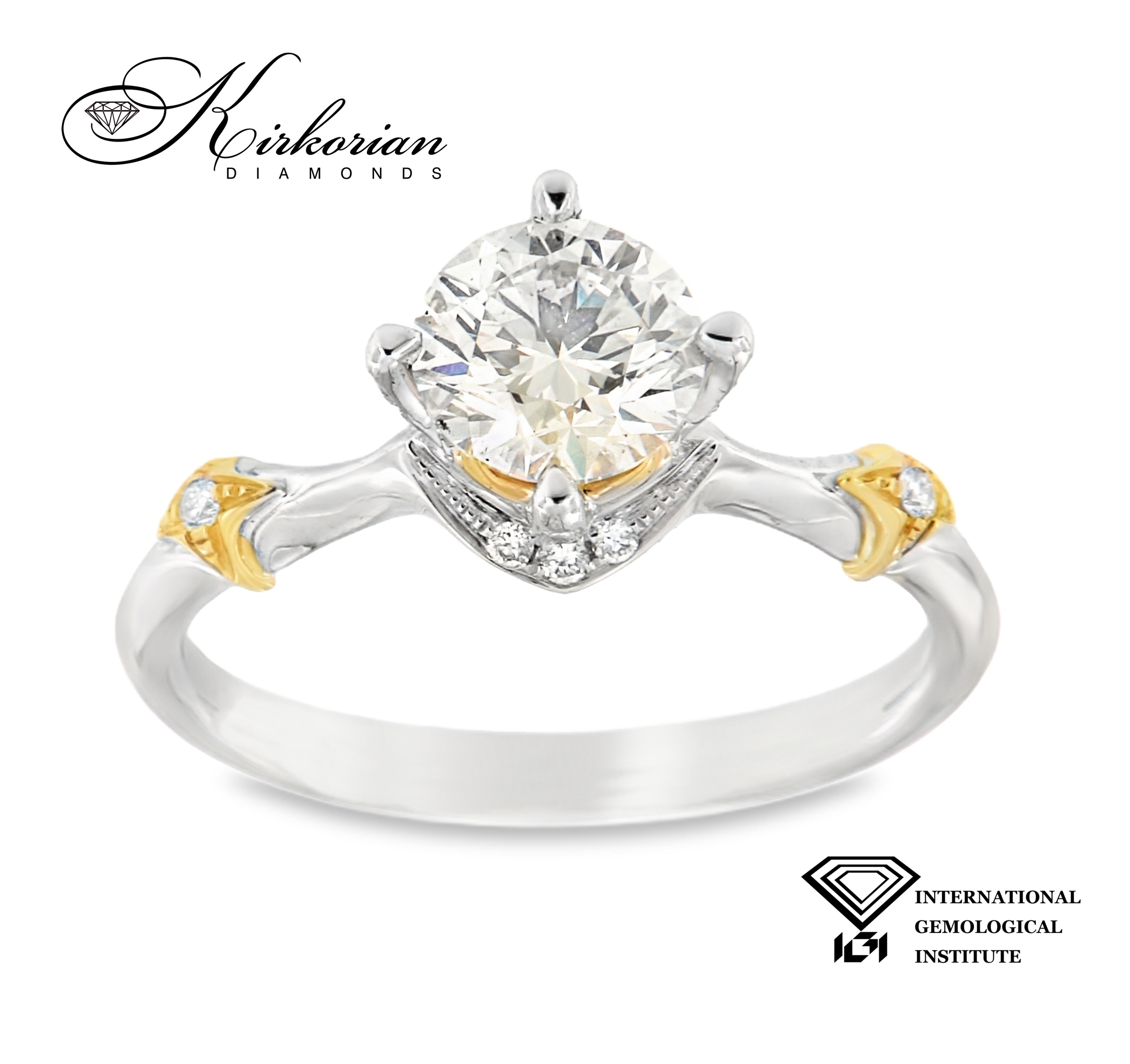 Годежен пръстен от бяло и жълто злато 18K с диамант 1.06ct IGI | Общ карат 1.18ct | Размер 53 | Топ цена Годежен пръстен от бяло и жълто злато 18K с диамант 1.06ct IGI | Общ карат 1.18ct | Размер 53 | Топ цена