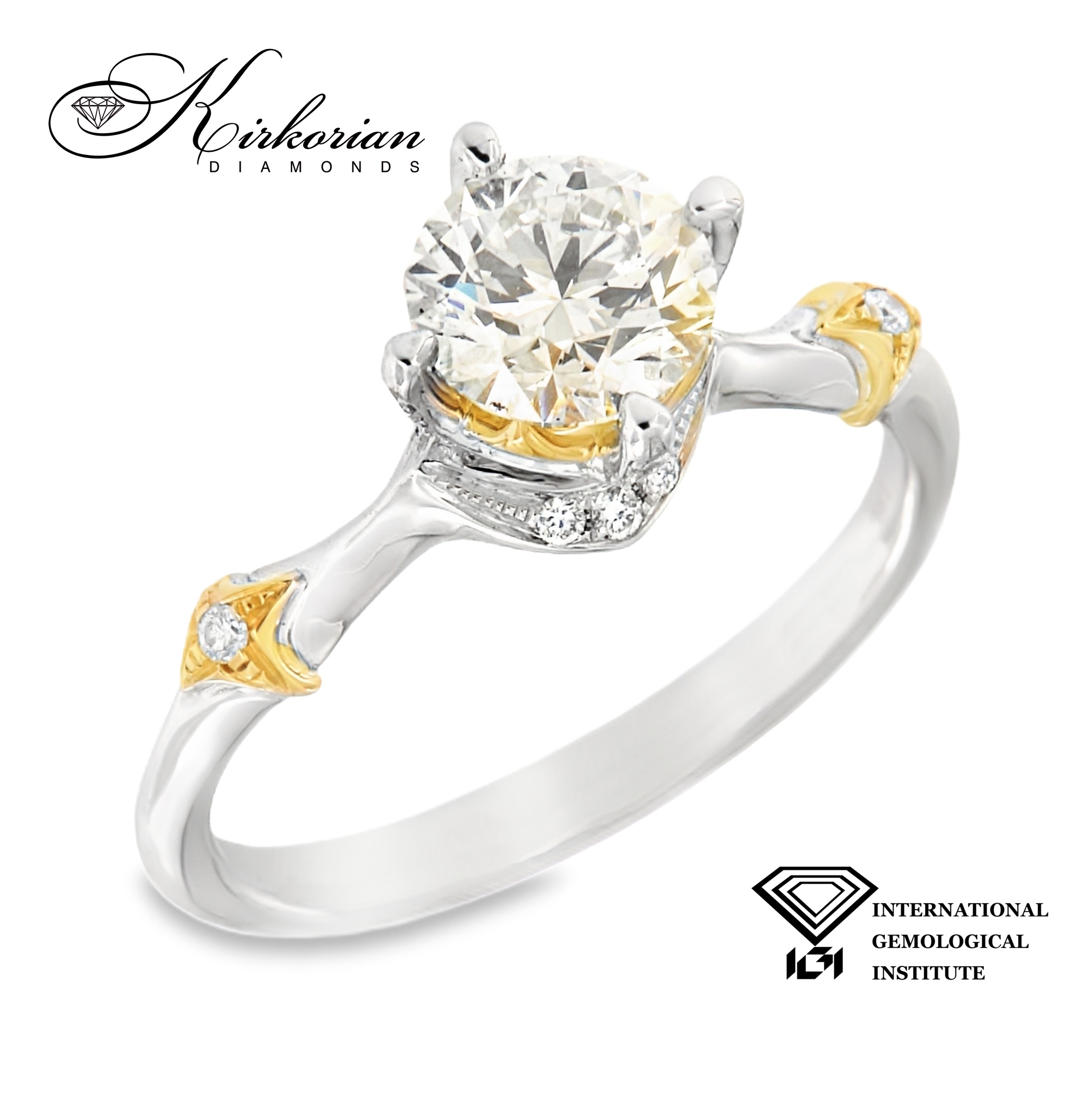 Годежен пръстен от бяло и жълто злато 18K с диамант 1.06ct IGI | Общ карат 1.18ct | Размер 53 | Топ цена Годежен пръстен от бяло и жълто злато 18K с диамант 1.06ct IGI | Общ карат 1.18ct | Размер 53 | Топ цена