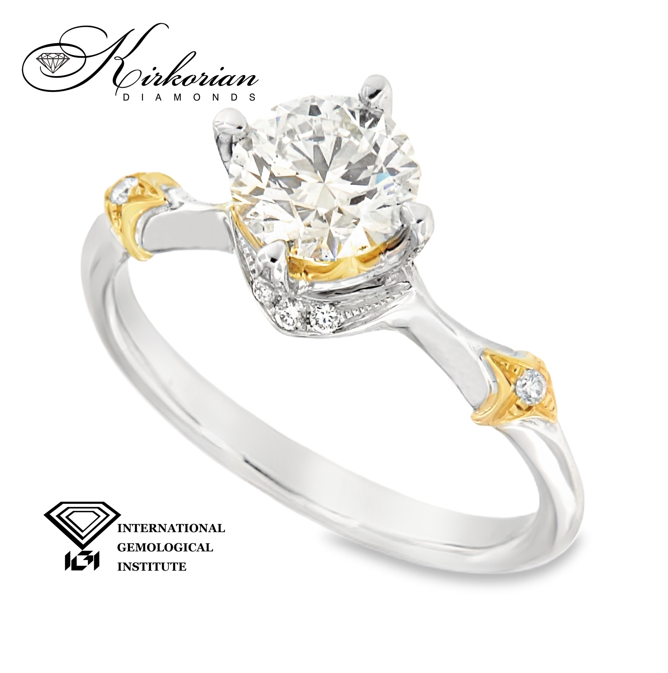 Годежен пръстен от бяло и жълто злато 18K с диамант 1.06ct IGI | Общ карат 1.18ct | Размер 53 | Топ цена Годежен пръстен от бяло и жълто злато 18K с диамант 1.06ct IGI | Общ карат 1.18ct | Размер 53 | Топ цена