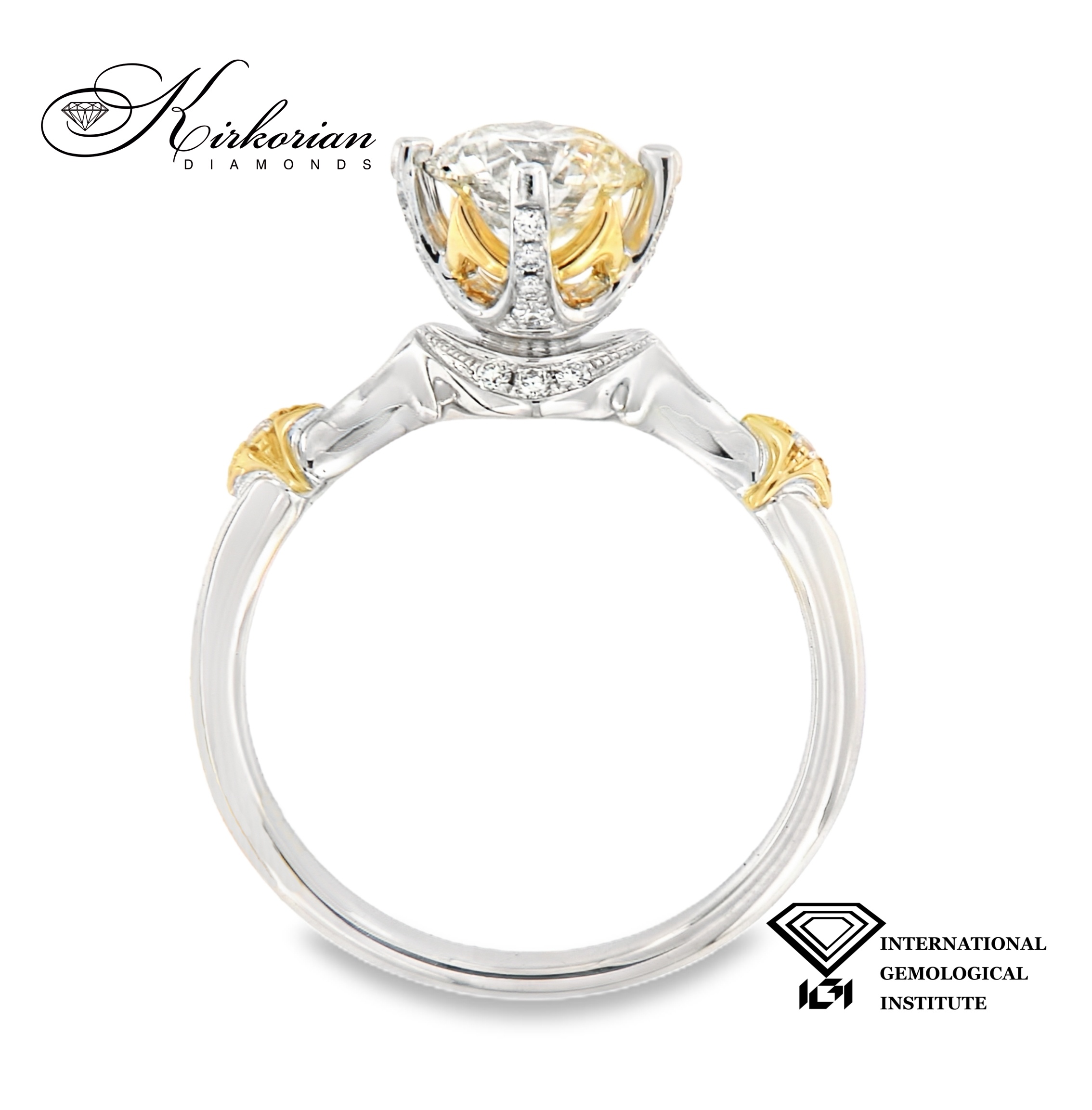 Годежен пръстен от бяло и жълто злато 18K с диамант 1.06ct IGI | Общ карат 1.18ct | Размер 53 | Топ цена Годежен пръстен от бяло и жълто злато 18K с диамант 1.06ct IGI | Общ карат 1.18ct | Размер 53 | Топ цена