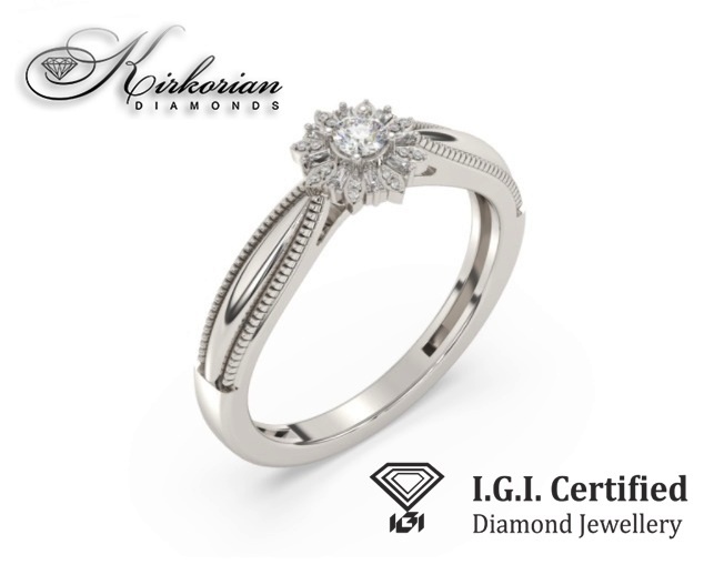 Годежен пръстен 14к. с диаманти 0.15 карата IGI сертификат код:F10