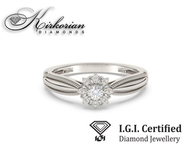 Годежен пръстен 14к. с диаманти 0.15 карата IGI сертификат код:F10
