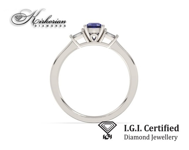 Годежен пръстен 14к. сапфир и  диаманти 0.11карата IGI сертификат код:F11