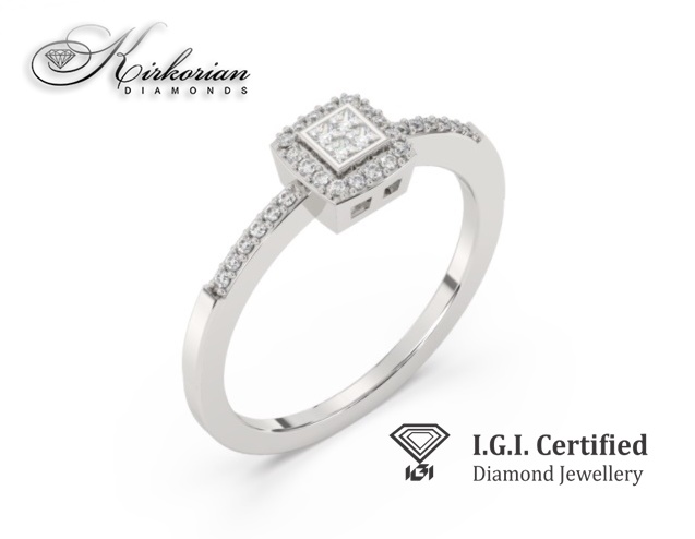 Годежен пръстен от бяло злато 14К с диаманти 0.17 ct – IGI сертификат, код F29, цени от производител Годежен пръстен от бяло злато 14К с диаманти 0.17 ct – IGI сертификат, код F29, цени от производител