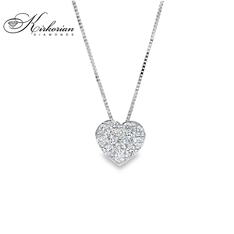 Колие сърце от бяло злато 18К с диаманти 0.28 ct | Код S132723 | Kirkorian Diamonds