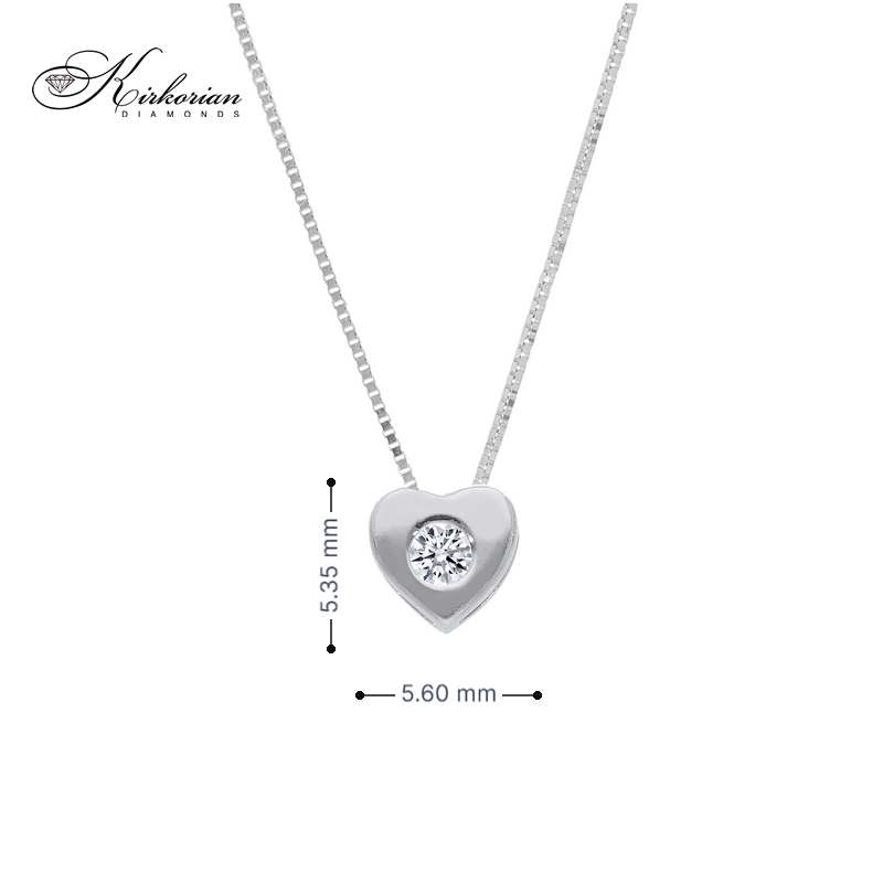 Колие сърце от бяло злато 18К с естествен диамант 0.05ct – елегантен подарък за жена | Код S151847