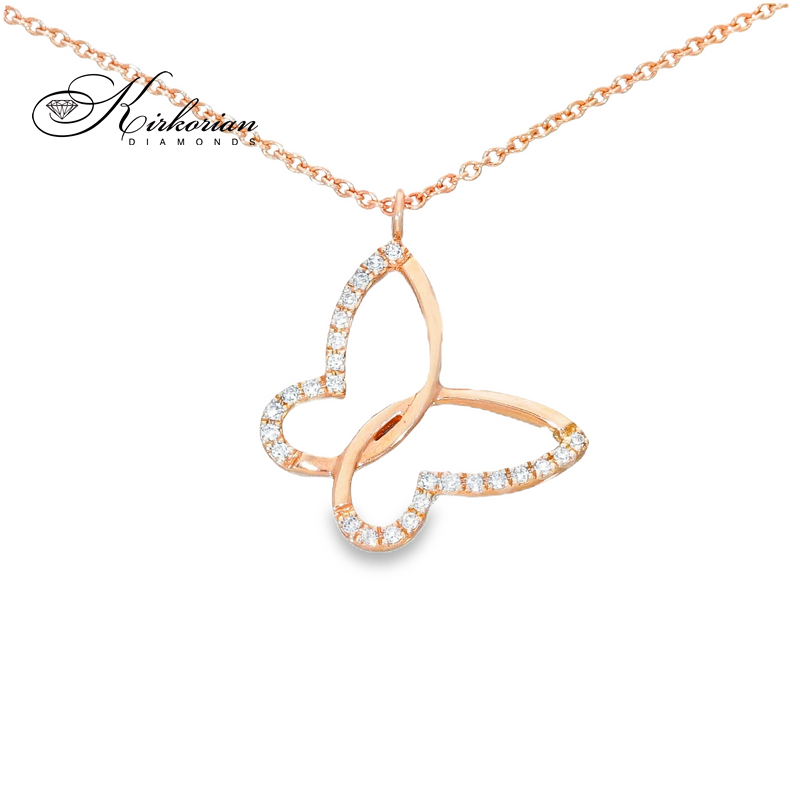 Колие пеперуда розово злато 18к с диаманти 0.06ct – Код S203550 | Kirkorian Diamonds