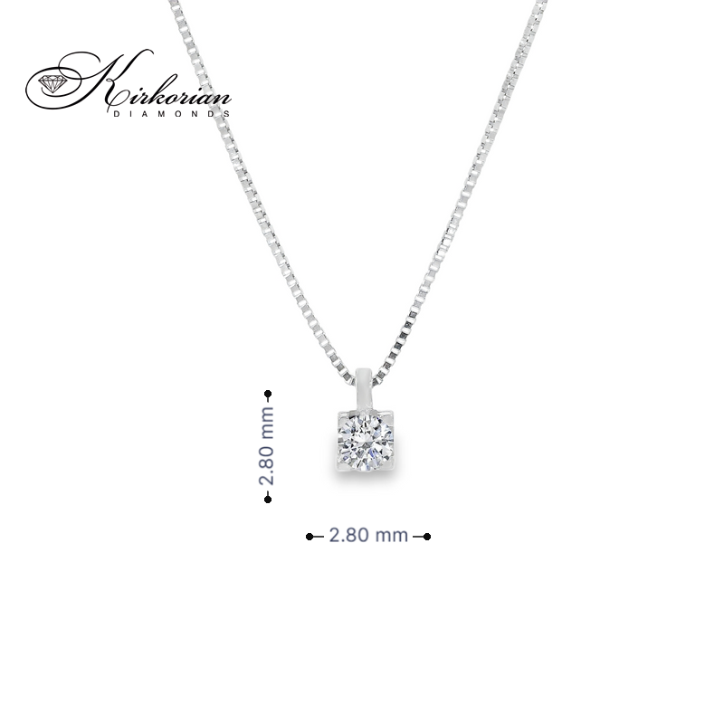 Класическо колие от бяло злато 18К с диамант 0.07 ct – елегантен дизайн | Kirkorian Diamonds