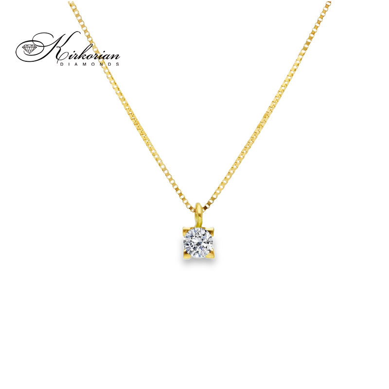 Класическо колие от жълто злато 18К с диамант 0.07 ct – елегантен модел | Kirkorian Diamonds