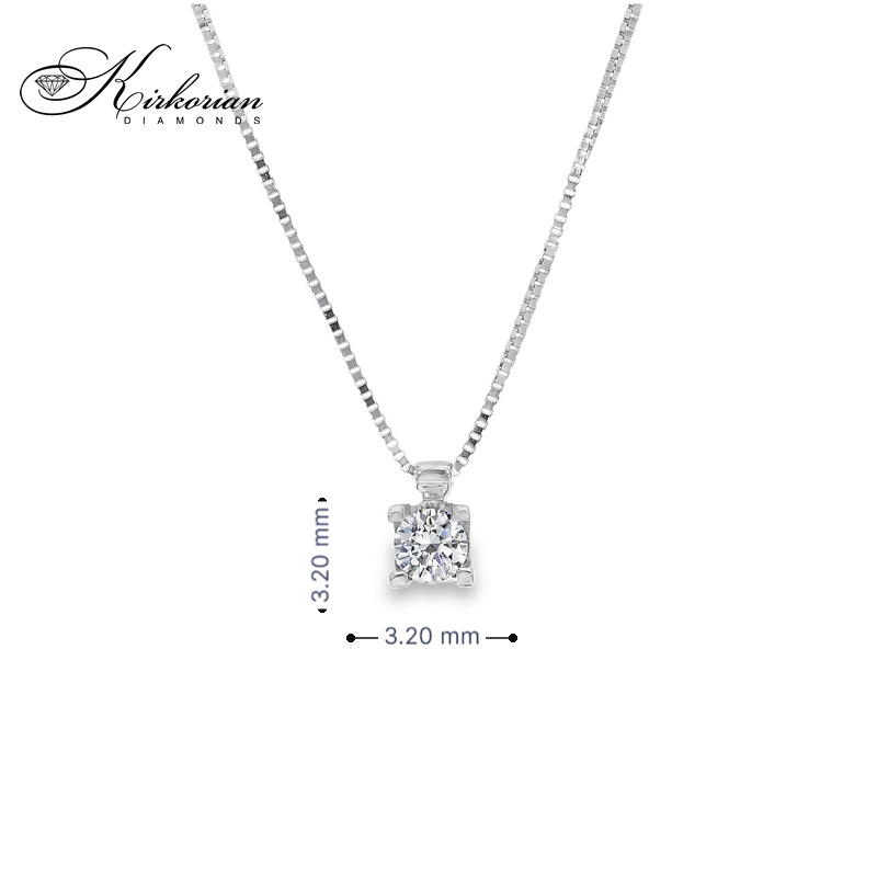 Класическо колие с един диамант 0.09 карата бяло злато 18к – Код S204756 | Kirkorian Diamonds