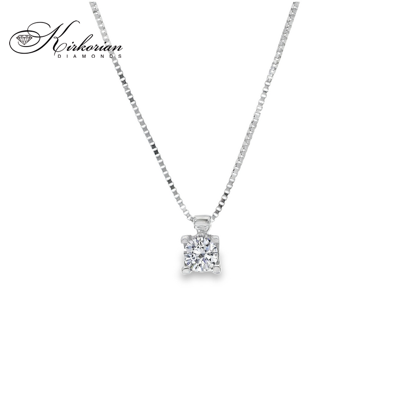 Класическо колие с един диамант 0.09 карата бяло злато 18к – Код S204756 | Kirkorian Diamonds Класическо колие с един диамант 0.09 карата бяло злато 18к – Код S204756 | Kirkorian Diamonds
