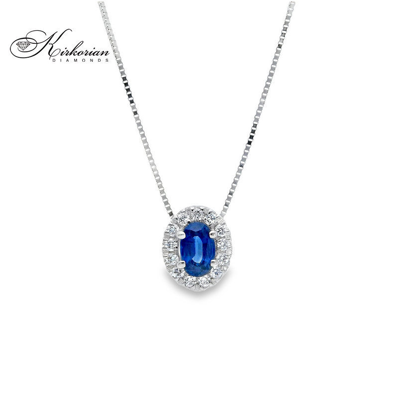 Колие от бяло злато 18 карата с сапфир и диаманти – Код S225820 | Kirkorian Diamonds