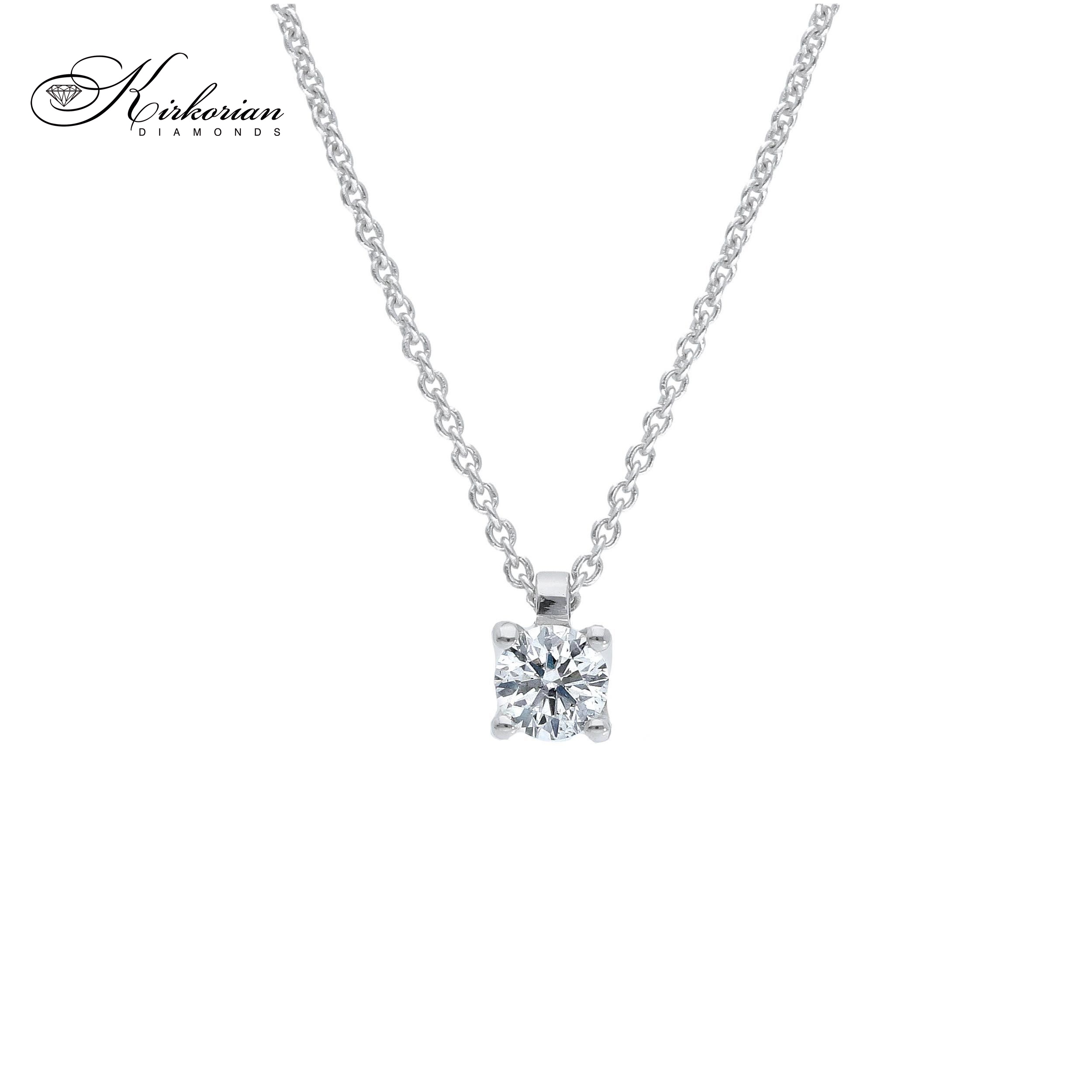 Колие от бяло злато 18К с диамант 0.19 ct, сертифициран, луксозна кутия, топ цена – код BBC02020C