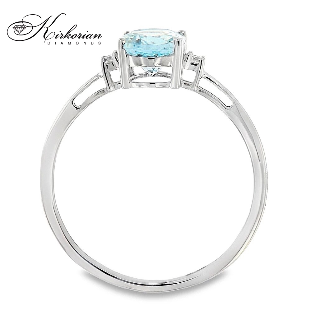 Пръстен с аквамарин 1.20ct и диаманти 0.04ct от бяло злато 18К – изискан избор и ТОП ЦЕНА