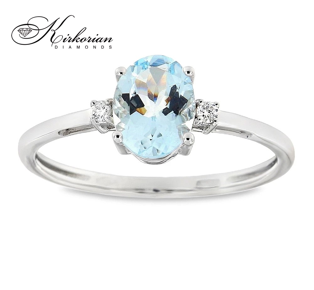Пръстен с аквамарин 1.20ct и диаманти 0.04ct от бяло злато 18К – изискан избор и ТОП ЦЕНА