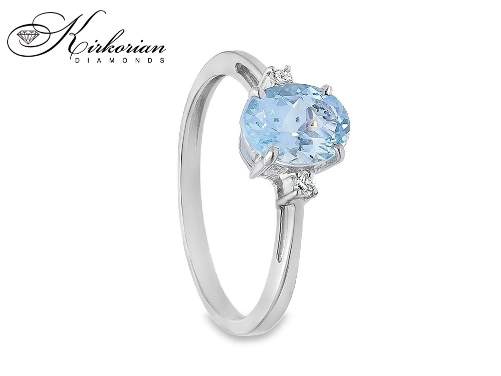 Пръстен с аквамарин 1.20ct и диаманти 0.04ct от бяло злато 18К – изискан избор и ТОП ЦЕНА