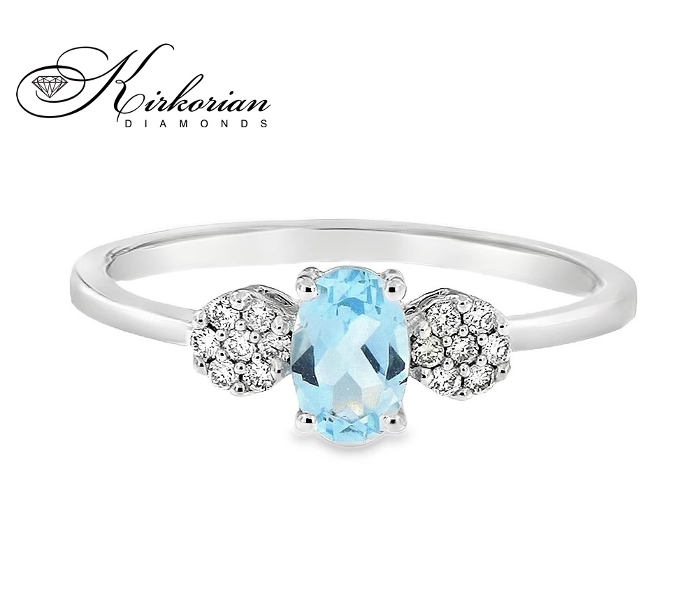 Пръстен от бяло злато 18К с аквамарин 0.43 ct и диаманти – специална оферта с включена луксозна кутия Пръстен от бяло злато 18К с аквамарин 0.43 ct и диаманти – специална оферта с включена луксозна кутия