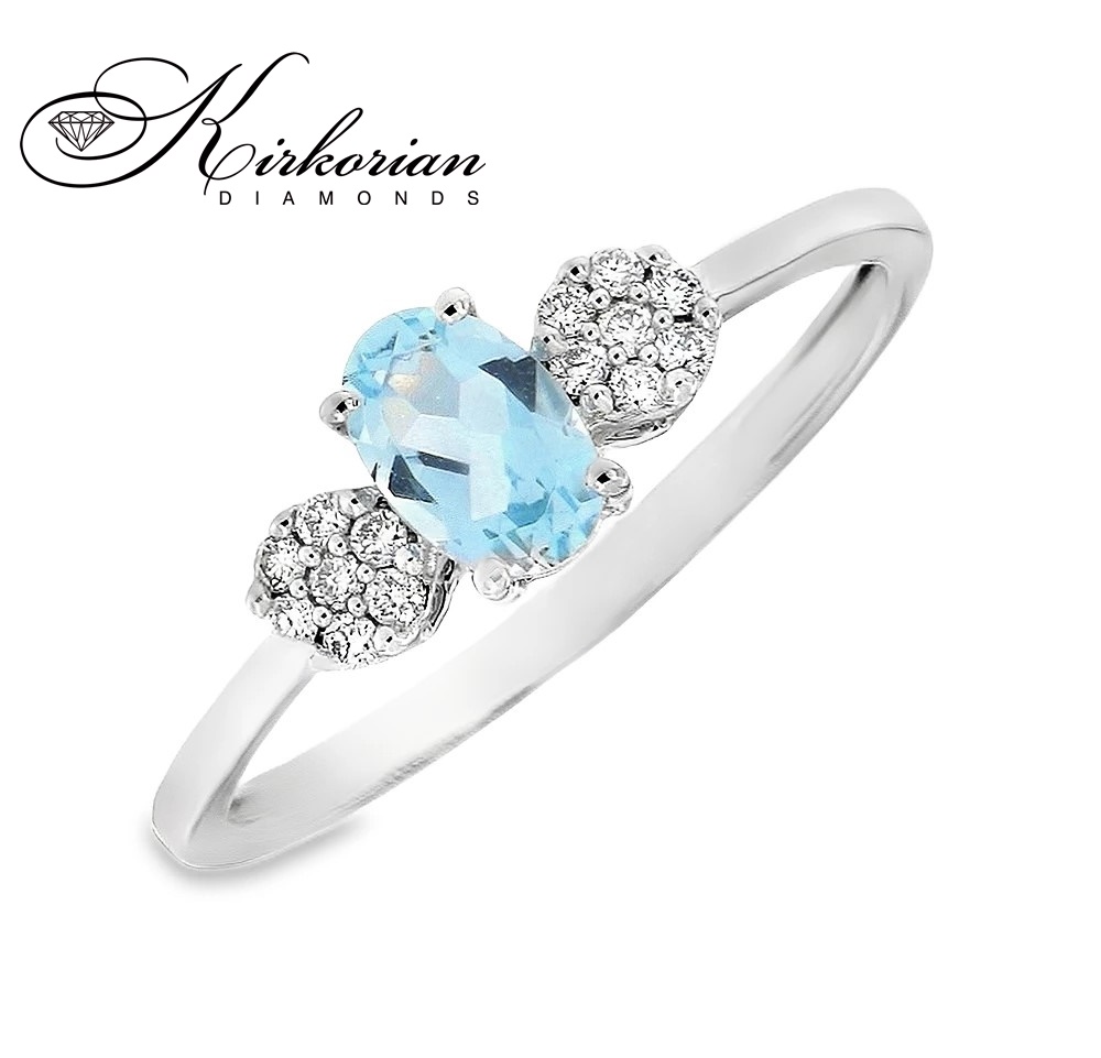 Пръстен от бяло злато 18К с аквамарин 0.43 ct и диаманти – специална оферта с включена луксозна кутия Пръстен от бяло злато 18К с аквамарин 0.43 ct и диаманти – специална оферта с включена луксозна кутия