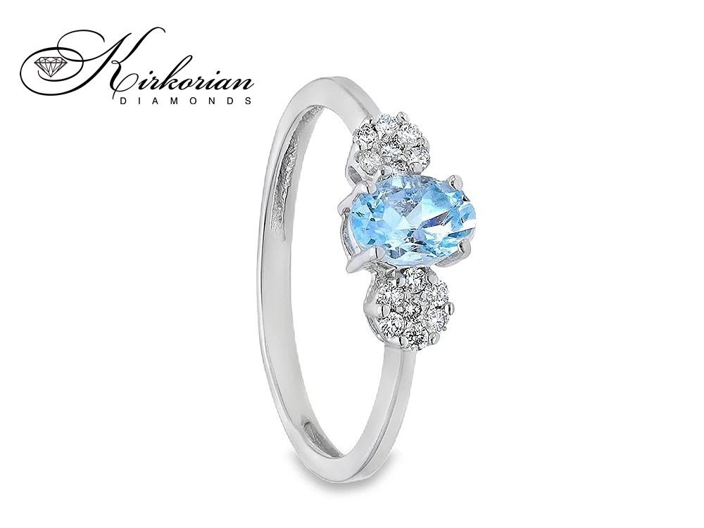 Пръстен от бяло злато 18К с аквамарин 0.43 ct и диаманти – специална оферта с включена луксозна кутия Пръстен от бяло злато 18К с аквамарин 0.43 ct и диаманти – специална оферта с включена луксозна кутия