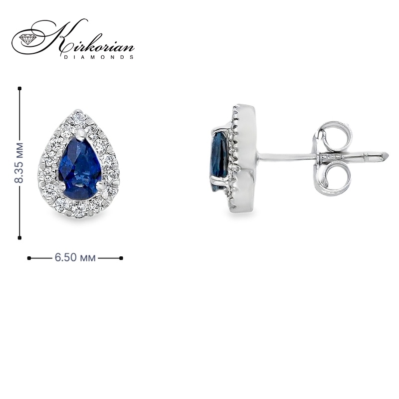 Обеци капка от бяло злато 18k със сапфири 0.55ct и диаманти 0.18ct – модел S225829 Обеци капка от бяло злато 18k със сапфири 0.55ct и диаманти 0.18ct – модел S225829